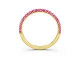 Yellow gold Round Pink Sapphire Pavé Eternity Band with Shared Prong Setting_21