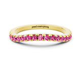 Yellow gold Round Pink Sapphire Pavé Half Eternity Band with Shared Prong Setting_18