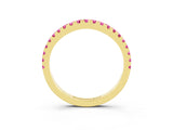 Yellow gold Round Pink Sapphire Pavé Half Eternity Band with Shared Prong Setting_21