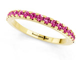 Yellow gold Round Pink Sapphire Pavé Set Eternity Band with Micro Prong Setting_19