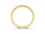 Yellow gold Round Pink Sapphire Pavé Set Eternity Band with Micro Prong Setting_21