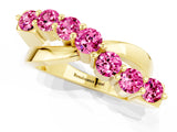 Yellow gold Round Pink Sapphire Prong-Set Crossover Band_7