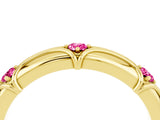 Yellow gold Round Pink Sapphire Prong Set Milgrain Eternity Band_10