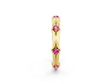 Yellow gold Round Pink Sapphire Prong Set Milgrain Eternity Band_8