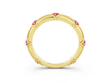 Yellow gold Round Pink Sapphire Prong Set Milgrain Eternity Band_9