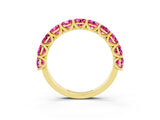 Yellow gold Round Pink Sapphire Shared Prong Eternity Band_9