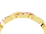 Yellow gold Round Pink Sapphire Twist Eternity Band with Pavé Setting_10