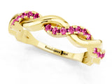 Yellow gold Round Pink Sapphire Twist Eternity Band with Pavé Setting_7