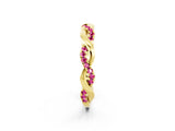 Yellow gold Round Pink Sapphire Twist Eternity Band with Pavé Setting_8