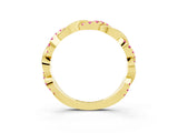 Yellow gold Round Pink Sapphire Twist Eternity Band with Pavé Setting_9