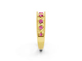Yellow gold Round Pink Sapphire Twist Milgrain Band with Bezel Setting_14