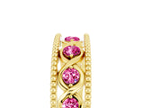 Yellow gold Round Pink Sapphire Twist Milgrain Band with Bezel Setting_17