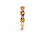 Yellow gold Round Pink Sapphire Twisted Eternity Band with Pavé and Shared Prong Setting_24