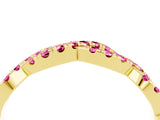 Yellow gold Round Pink Sapphire Twisted Eternity Band with Pavé and Shared Prong Setting_26