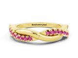 Yellow gold Round Pink Sapphire Twisted Infinity Band with Prong Setting_18