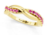 Yellow gold Round Pink Sapphire Twisted Infinity Band with Prong Setting_19