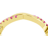 Yellow gold Round Pink Sapphire Twisted Infinity Band with Prong Setting_22