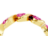 Yellow gold Round Pink Sapphire Wave Band with Channel Setting and Shared Prongs_10
