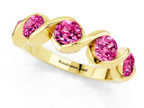 Yellow gold Round Pink Sapphire Wave Band with Channel Setting and Shared Prongs_7