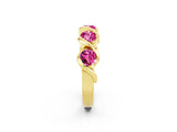 Yellow gold Round Pink Sapphire Wave Band with Channel Setting and Shared Prongs_8