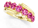 Yellow gold Round Pink Sapphire Wave Band with Channel and Shared Prong Setting_19