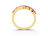 Yellow gold Round Pink Sapphire Wave Band with Channel and Shared Prong Setting_21