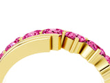 Yellow gold Round Pink Sapphire Wave Band with Channel and Shared Prong Setting_22