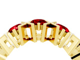 Yellow gold Round Ruby Channel Set Band with X-Prong Detail_10