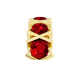 Yellow gold Round Ruby Channel Set Band with X-Prong Detail_11
