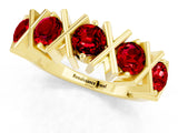 Yellow gold Round Ruby Channel Set Band with X-Prong Detail_7