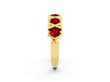 Yellow gold Round Ruby Channel Set Band with X-Prong Detail_8