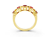 Yellow gold Round Ruby Channel Set Band with X-Prong Detail_9