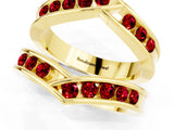 Yellow gold Round Ruby Channel-Set Chevron Band_7