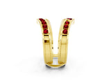 Yellow gold Round Ruby Channel-Set Chevron Band_8