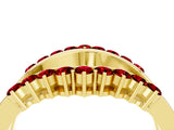 Yellow gold Round Ruby Chevron Contour Band with Prong Setting_10