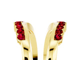 Yellow gold Round Ruby Chevron Contour Band with Prong Setting_11