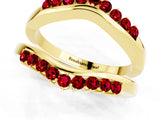 Yellow gold Round Ruby Chevron Contour Band with Prong Setting_7