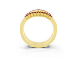 Yellow gold Round Ruby Chevron Contour Band with Prong Setting_9