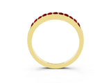 Yellow gold Round Ruby Curved Wedding Band with Channel Setting_9