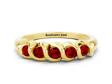 Yellow gold Round Ruby Eternity Band with Twist Prong Setting_6