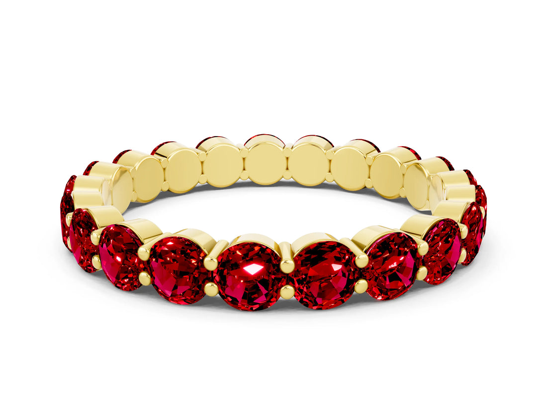 Yellow gold Round Ruby Eternity Band with U-Prong Setting_30