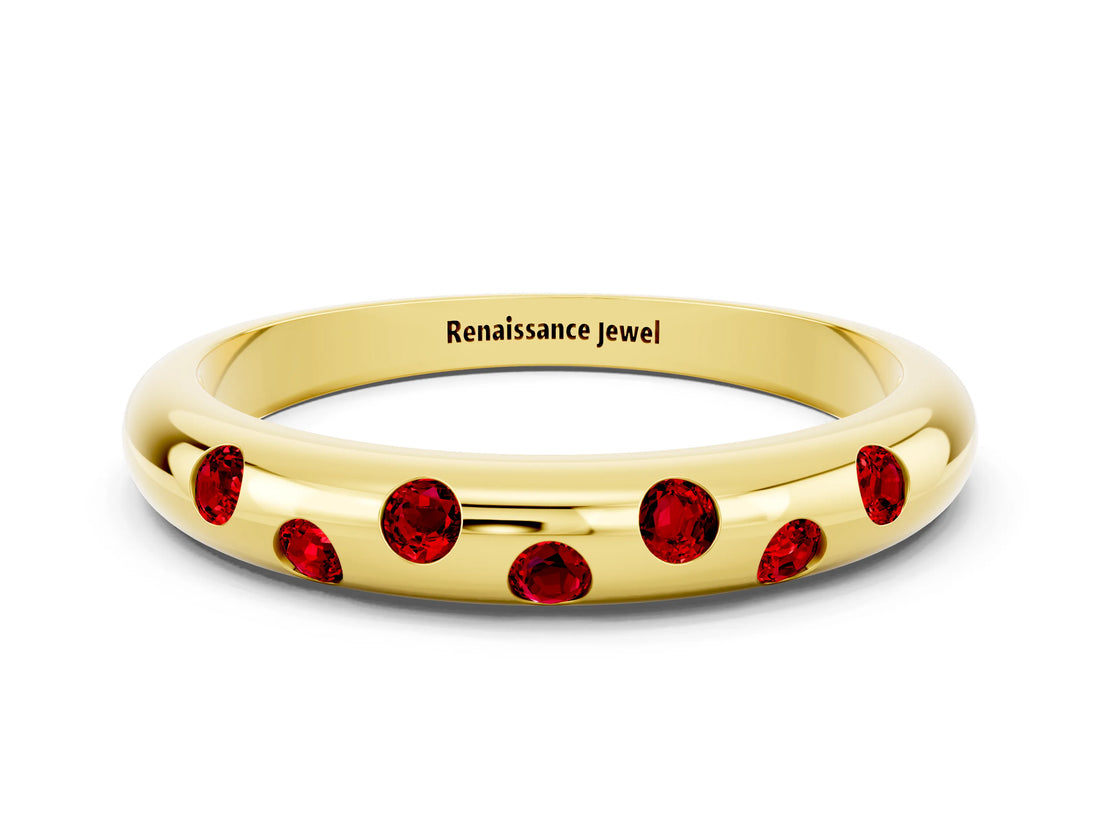 Yellow gold Round Ruby Flush-Set Comfort Fit Band_6