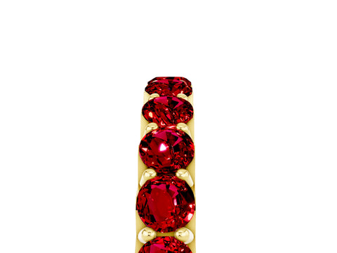 Yellow gold Round Ruby Half Eternity Band with Classic Prong Setting_11