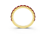 Yellow gold Round Ruby Half Eternity Band with Classic Prong Setting_9