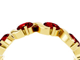 Yellow gold Round Ruby Half Eternity Band with Wave Prong Setting_10