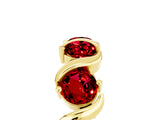 Yellow gold Round Ruby Half Eternity Band with Wave Prong Setting_11