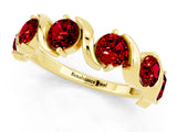 Yellow gold Round Ruby Half Eternity Band with Wave Prong Setting_7