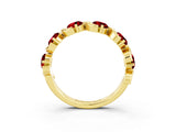 Yellow gold Round Ruby Half Eternity Band with Wave Prong Setting_9