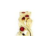 Yellow gold Round Ruby Leaf Eternity Band with Bezel Setting_48
