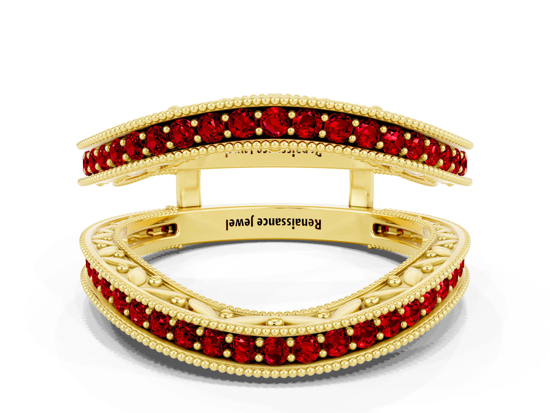 Yellow gold Round Ruby Milgrain Eternity Band with Channel Setting_18